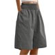 thumbnail image 1 of Karight Bermuda Shorts For Women Knee Length Wide Leg Summer Casual Long Linen Shorts Baggy High Waisted Short With Pockets, 1 of 9