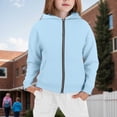 thumbnail image 5 of Mercatoo Girls Full Zip up Fleece Hoodi𝐞s Plain Soft Long Sleeve Hooded Jackets with Pockets Teen Kids Fall Casual Sweatshirts, 5 of 6
