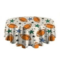 thumbnail image 5 of Colorful Footballs and Stars Pattern Round Tablecloth 60"x60",Wrinkle Wipeable Table Cloth for Kitchen Dining Room Picnic Patio Party, 5 of 6