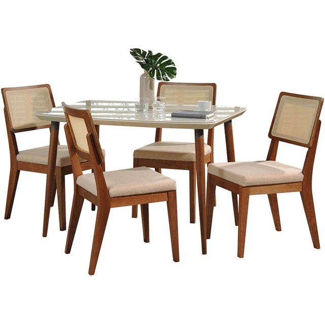 Manhattan Comfort Charles and Pell 5 Piece Dining Set in Off White