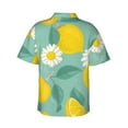 thumbnail image 3 of Easygdp Lemons Chamomile Flowers And Leaves Men's Hawaiian Shirts Print Lapel Short Sleeve for Beach, vacation, party, casual occasions - Medium, 3 of 9