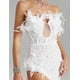 thumbnail image 5 of Vestido largo sin tirantes Bella Barnett con lentejuelas y plumas blancas y perlas, 5 of 5