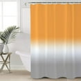 thumbnail image 3 of Juego de 4 cortinas de ducha con degradado de color naranja y gris con tapetes, tapa de inodoro y tapete de baño, cortina de ducha de color degradado con 12 ganchos, juego de decoración de baño, 3 of 7
