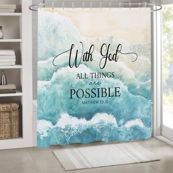 With God All Things Possible Polyester Shower Curtains for Bathroom 72x72 inch