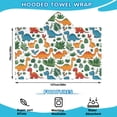 thumbnail image 2 of White Colorful Dinosaurs Jungle Pattern Hooded Bath Towel，50"x30" for Ages 3 To 12 Kids, Quick Dry Lightweight Soft Microfiber Hood Beach Towel Cover Up for Kids, 2 of 7