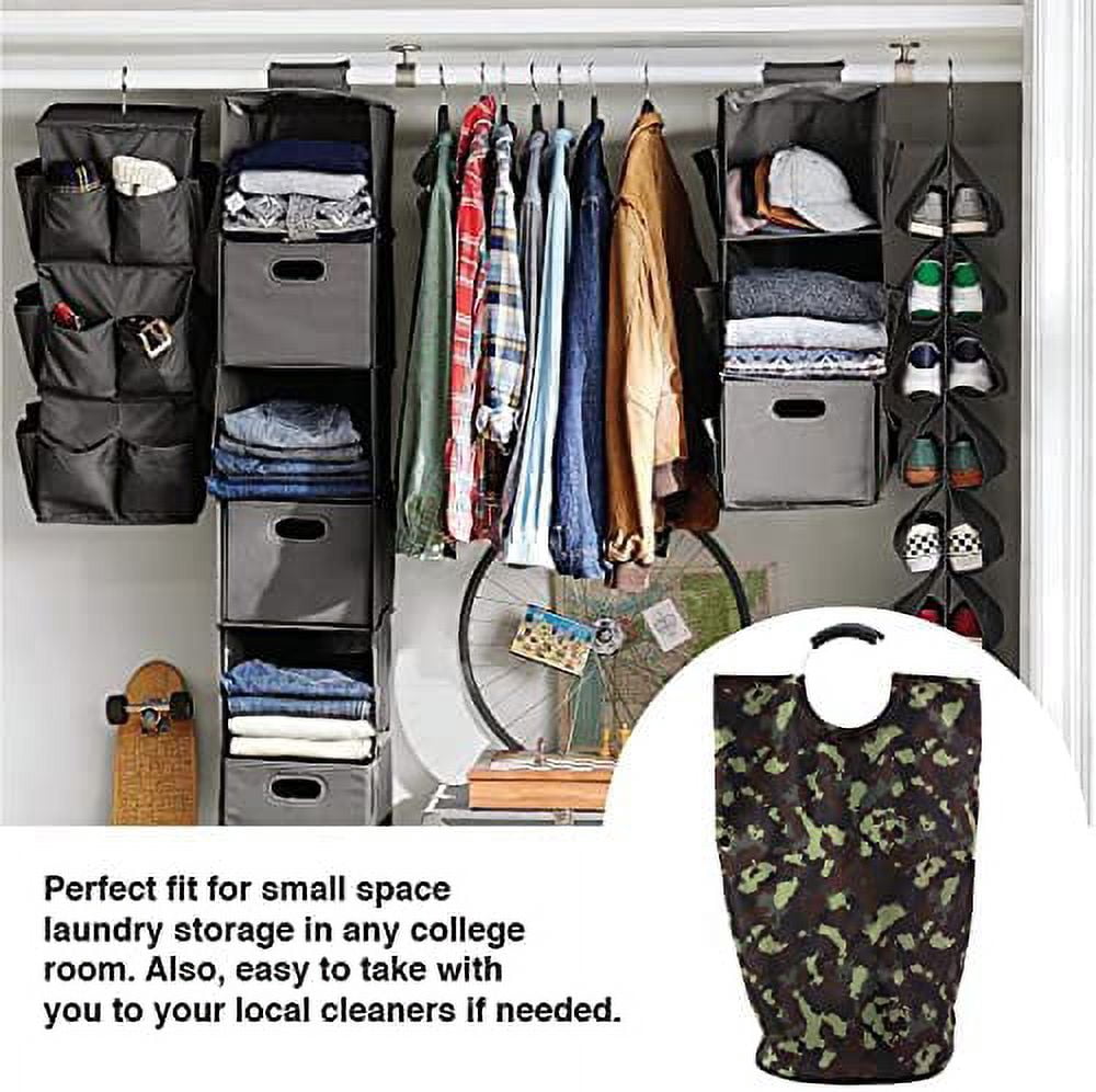 ORGANIZE MY HOME EXTRA LARGE COLLAPSEABLE LAUNDRY HAMPER DURABLE FABRIC PERFECT FOR DORM ROOMS, BEDROOMS, BATHROOMS, COLLEGE, OR KID'S ROOMS (CAMO)