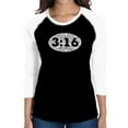 thumbnail image 1 of LA Pop Art Women's Raglan Baseball Word Art T-shirt - John 3:16, 1 of 2