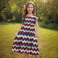 thumbnail image 4 of Mitankcoo 4th of July Dresses for Girls Fashion Print Crew Neck Flutter Sleeve A-Line Dress Daily Casual 6-15Y, 4 of 6