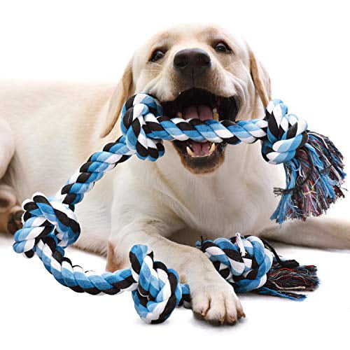 3-Pack Double Knotted Chewy Rope with Plastic Handle Dog Toy for M/L Sized Dogs 