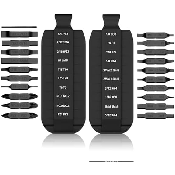 Bit-Kit, 21 Double-Ended Screwdriver Bits, Flat Bit-Kit Designed for Leatherman Multi-Tool Screwdrivers, Industrial-Grade Hardened S2 Impact Steel, Comprises Double Sheaths and Storage Pouch