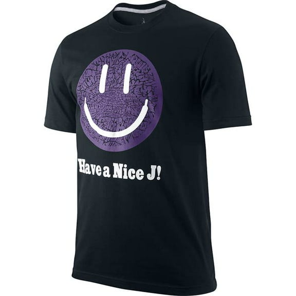 Jordan Mens Have A Nice J! Graphic Printed Tee,Black Purple,M
