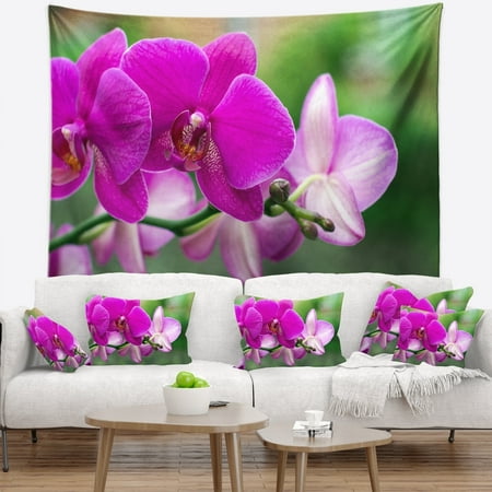 - DESIGN ART Designart 'Beautiful Orchid Flowers on Green' Floral Wall Tapestry