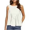 thumbnail image 2 of Luxalzxs Women Peplum Babydoll Tank Tops Summer Shirred Swing Crew Neck Sleeveless Loose Fit Vest Shirts Pleated Flowy Casual Ruffle Tops, 2 of 9