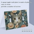 thumbnail image 3 of Yayeee Toggle Light Switch Wall Plate 2-Gang 4.56"x4.48" Decorative Outlet Cover, Flowers Cat, 3 of 7