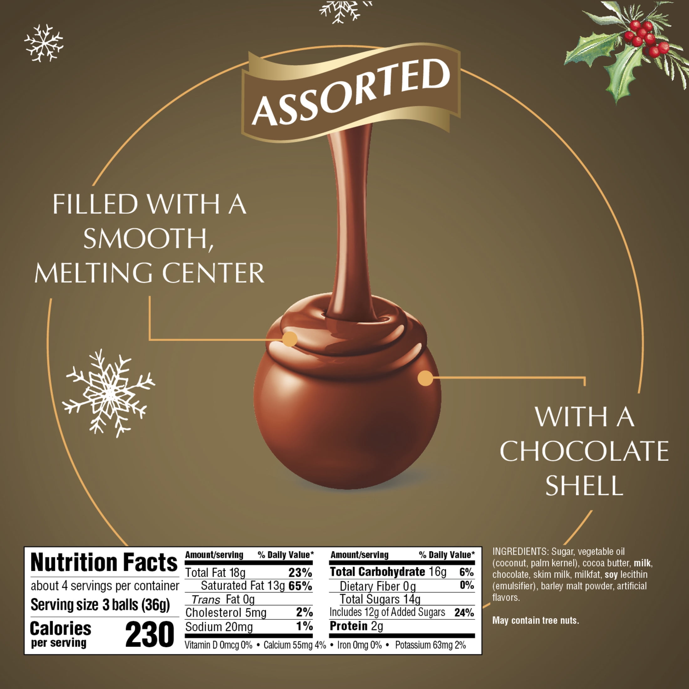 (2 pack) Lindt LINDOR Assorted Chocolate Christmas Candy Truffles, 5.1 oz. Bag