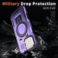 thumbnail image 4 of for iPhone 16 Plus Case with Metal Camera Cover Bracket, [Compatible with MagSafe] [Built-in Kickstand] [Military-Grade Protection] Heavy Duty Magnetic Case for iPhone 16 Plus, Purple, 4 of 6