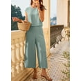 thumbnail image 6 of SHEWIN Outfits Sets for Women Textured Matching Set Sweatsuit Summer Crew Neck Cap Sleeve Tops Wide Leg Pants Basic Outfits, 6 of 9