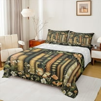 Manfei Kids Vintage Books Queen Sheet Sets, Hippie Bohemian Butterfly Flat and Fitted Sheet, Western Mid Century Microfiber Bedroom Decor, 4pcs