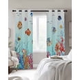 thumbnail image 4 of Turquoise Ocean Life Blackout Curtains for Bedroom Living Room Darkening Curtains 54 Inch Long Summer Coastal Coral Fishes Short Curtain for Small Window Treatment Insulated Grommet Drapes 52"x54"x2, 4 of 9