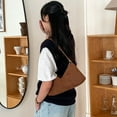 thumbnail image 5 of Halloween Women Faux Suede Shoulder Bag Vintage Commuting Bag Chic Hobo Bag Daily Casual Portable Bag (Brown), 5 of 10