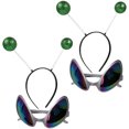 thumbnail image 3 of 2 juegos de diadema con antena alienígena, gafas alienígenas novedosas y accesorios para cosplay de alienígena, 3 of 8