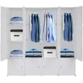 thumbnail image 4 of 16 Cube Organizer Stackable Plastic Cube Storage Shelves Design Multifunctional Modular Closet Cabinet with Hanging Rod White, 4 of 14