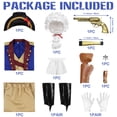 thumbnail image 3 of Alaiyaky George Costume Historical Halloween Costume Musical Uniform with Jacket, Pants, Hat, Ascot, Gloves, Wig, Bow Tie for Halloween DressUp Party, 3 of 5