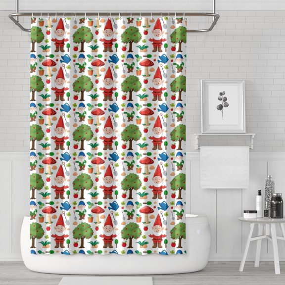 White Christmas Gnome Pattern Shower Curtain 72"x72" ,Bathroom Decorative Shower Curtains Set with 12 Hooks,Modern Waterproof Washable Shower Curtain