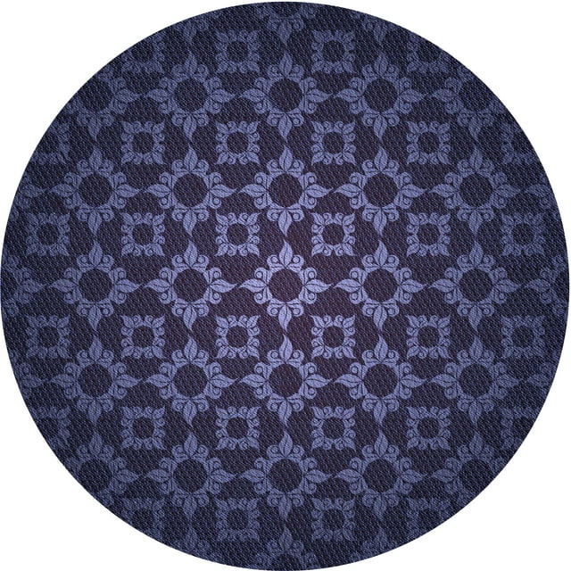 Ahgly Company Tapis Rond Lavable en Machine Intérieur Transitionnel Violet Pervenche Profond, 7 Pieds Rond