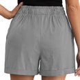 thumbnail image 6 of Kovlvoll Shorts for Women Elastic Waisted Drawstring Wide Leg Solid Color Summer Knit Ribbed Casual Shorts with Pockets, 6 of 7