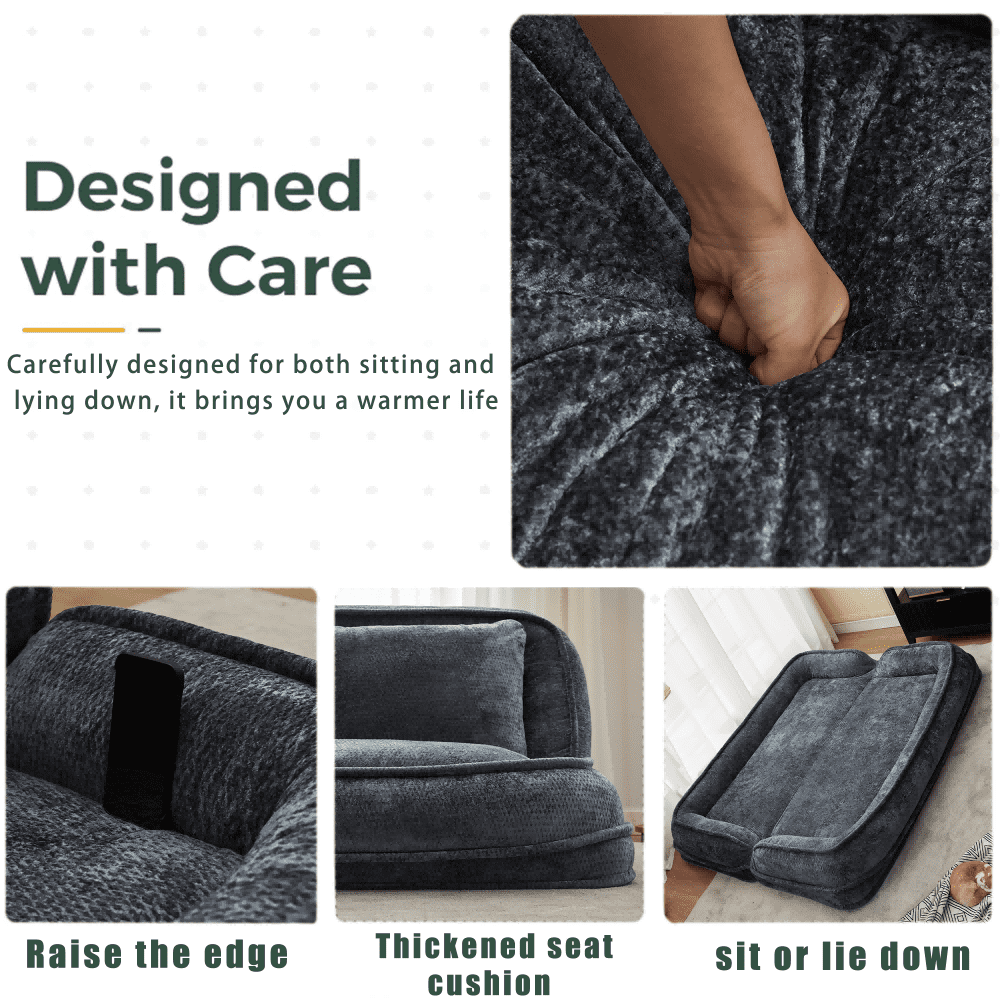 Double Human Dog Bed, Convertible Lazy Sofa Bed with 5 Adjustable Position, 2-in-1 Extra Large Floor Couch for Adult & Pets