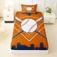 thumbnail image 3 of Erosebridal Baseball Sport Boys Twin Sheet Sets, Orange Navy Bedding, 3-Piece, 3 of 5