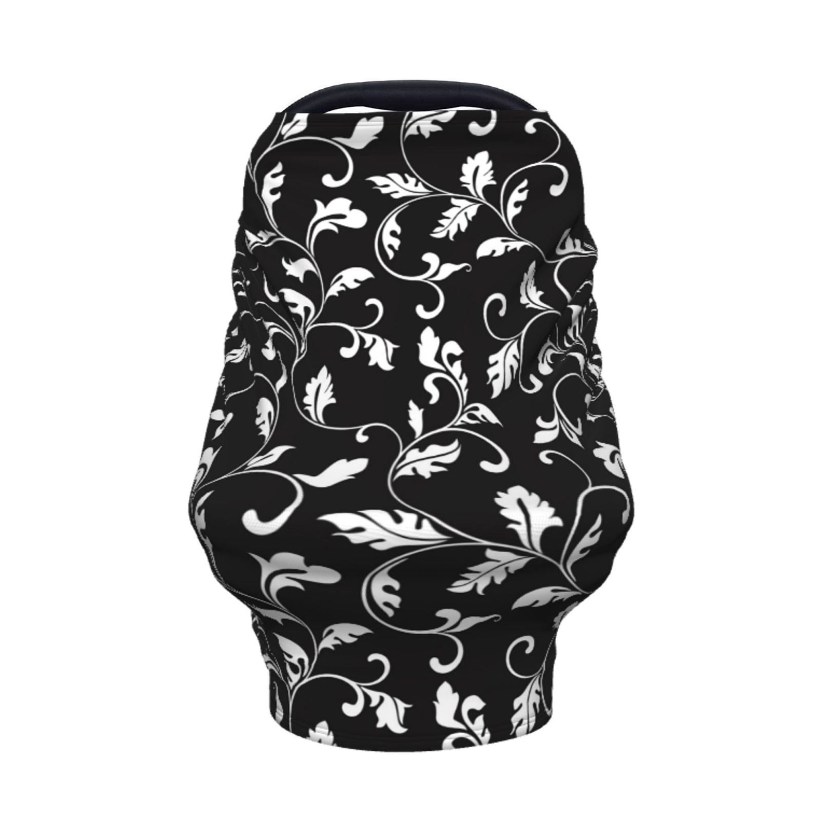 Fotbe Black White Leaves Pattern Car Seat Covers for Babies, Nursing Breastfeeding Cover Infant Carseat Canopy, Soft Stretchy Carrier Cover