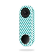 MightySkins NEHEL-Turquoise Chevron Skin for Nest Hello Video Doorbell - Turquoise Chevron