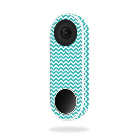 MightySkins NEHEL-Turquoise Chevron Skin for Nest Hello Video Doorbell - Turquoise Chevron