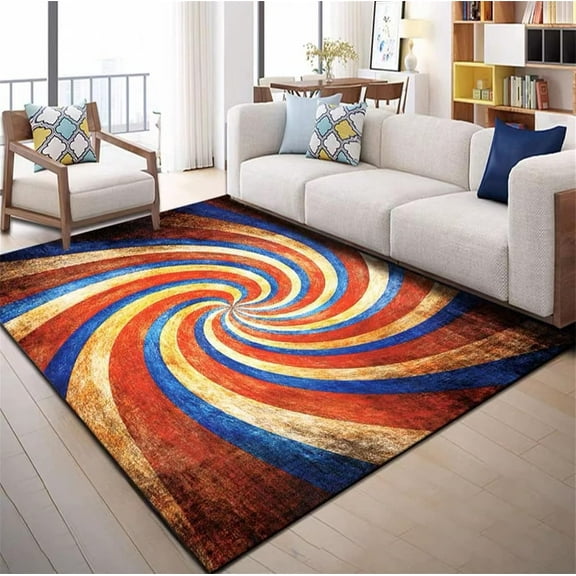 3D Hd Printing Colorful Swirl Rug, Machine Washable Modern Style Home Decoration Colorful Rug, Suitable For Living Room, Bedroom, Kitchen, Bathroom Soft Non-Slip 1x2ft