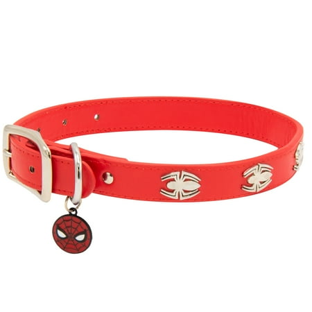 UPC: 0190882886363 | Buckle-Down Dog Collar  Marvel Comics  Spider Man with Spider Charms  Medium 11 to 15 Inch Length 0.75 Inches Wide