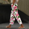 thumbnail image 2 of YUANGUANST Women's Wide Leg Pants Women's Spring And Summer Casual 3D Printed Back Pocket Cotton And Linen Pants Office Slacks, 2 of 4