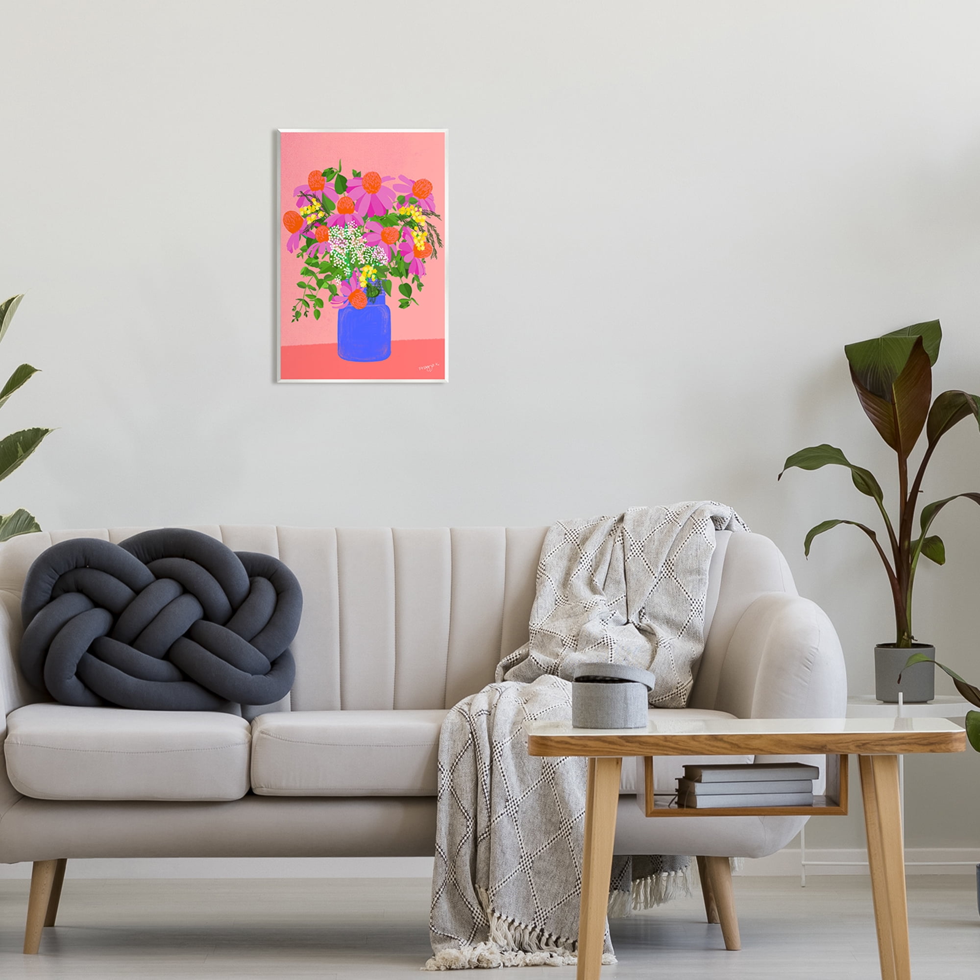 Stupell Industries Pink Country Daisies Botanical & Floral Painting Unframed Art Print Wall Art, 13 x 19