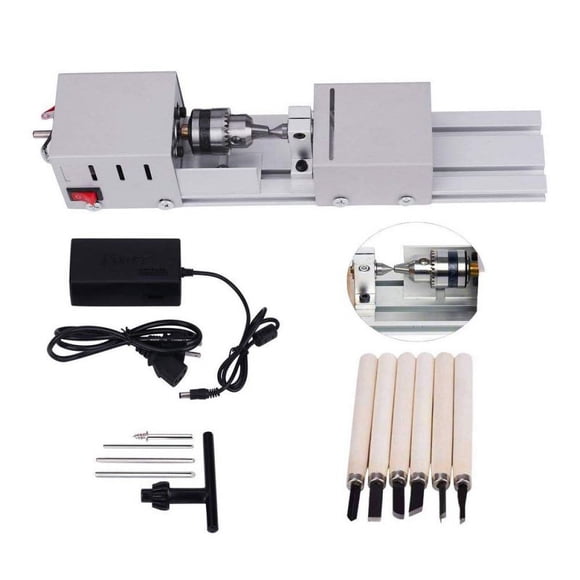 Mini CNC Lathe Beads Machine Woodwork DIY Lathe Standard Set Grinding Polishing Beads Drill Rotary For Table Woodworking Wood U.S. plug