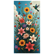 Yatrandify Colorful Floral Banner Nature Design Butterfly Hummingbird Garden Decor for Spring Festival Outdoor Event Wedding