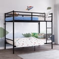 thumbnail image 2 of Leumius Twin Over Twin Metal Bunk Bed,Heavy Duty Bed Frame with Ladder and Guardrail for Bedroom, Dorm, Easy Assembly,Space-Saving,Black, 2 of 9
