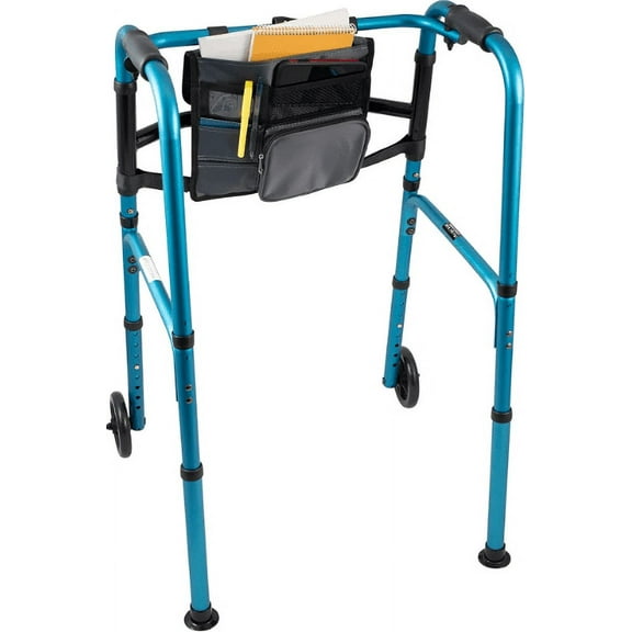 Carex Explorer® Aluminium Rolling Walker with 5" Wheels and Organizer, Foldable,  300 lb Capacity