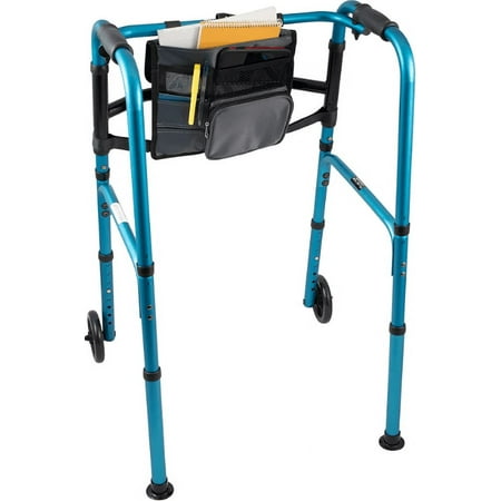 Carex Explorer® Aluminium Rolling Walker with 5" Wheels and Organizer, Foldable, 300 lb Capacity