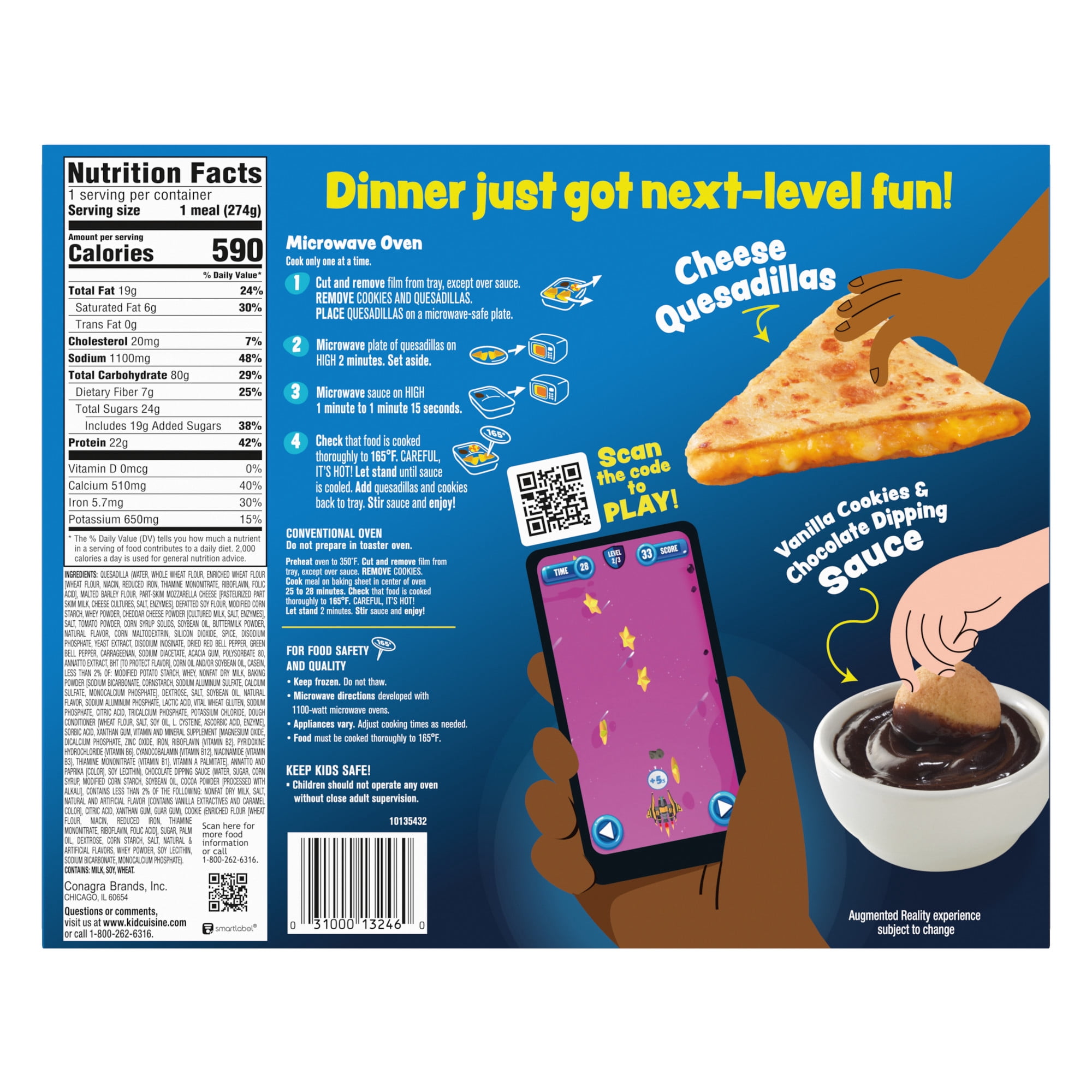 Kid Cuisine Level Up Cheese Quesadilla, Frozen Meal, 9.7 oz.