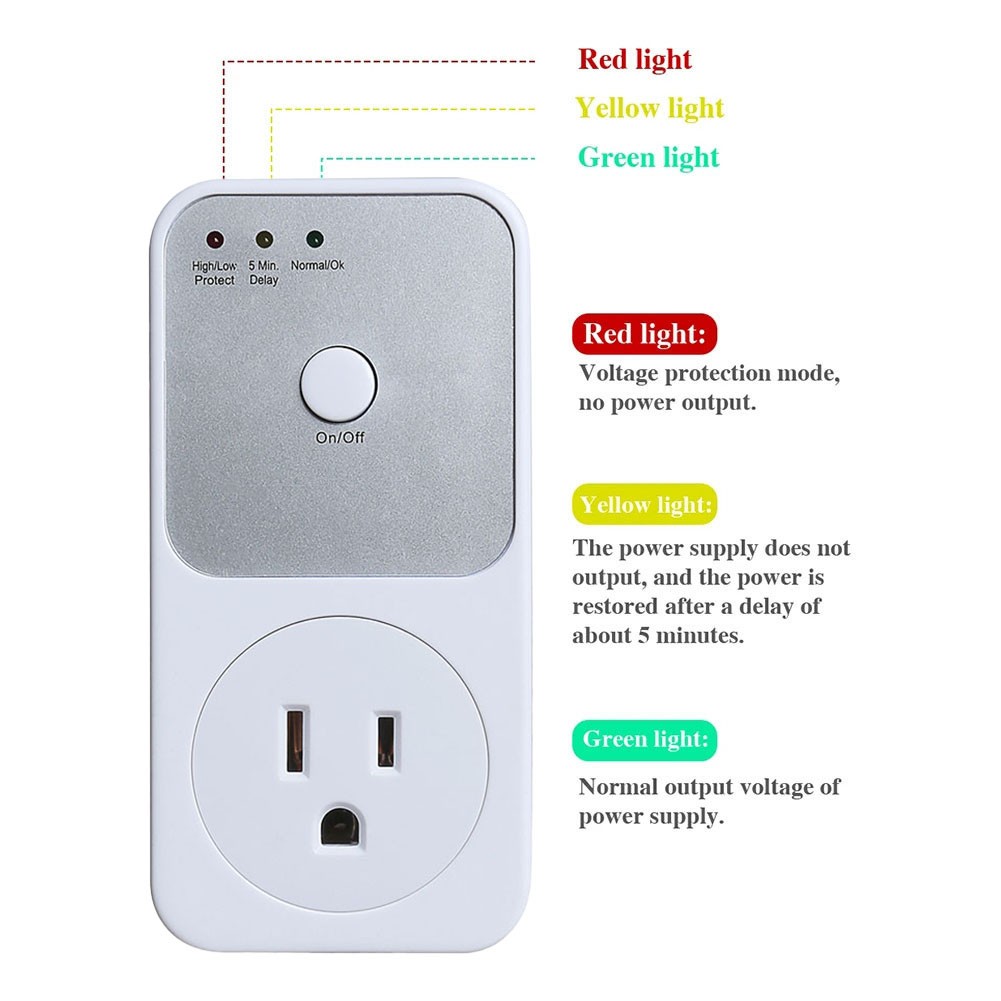 Automatic Voltage Protector Socket Switch 110V 240V/50Hz Power Surge Protection Voltage Safe Refrigerator Protect Power Tools Us