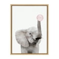 thumbnail image 2 of Kate and Laurel Sylvie Bubble Gum Elephant Framed Canvas Wall Art by Amy Peterson Art Studio, 18x24 Natural, Cute Whimsical Animal Art for Wall, 2 of 6