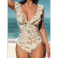 thumbnail image 5 of Women'S Ruffled Swimsuit V Neck Lace Up Color XL, 5 of 6