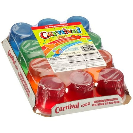 Jell-O Carnival Variety Pack Gelatin Snack, 12 Count