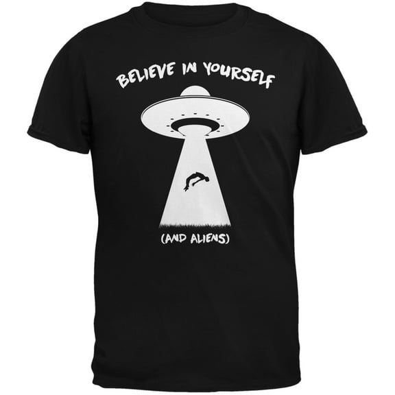 Believe In Yourself (and aliens) Black Adult T-Shirt - X-Large
